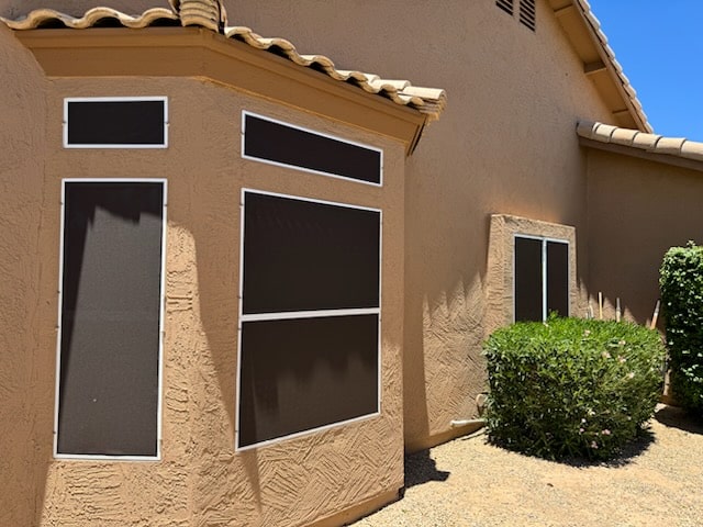 Custom sun screens installed on an Arizona home