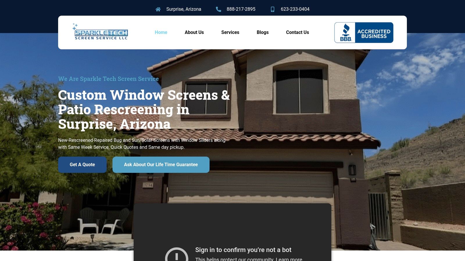 Screenshot from https://sparkletechscreenservice.com